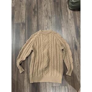 Aritzia Wilfred Free Chunky Oversized Cable Knit Sweater tan sz XS
